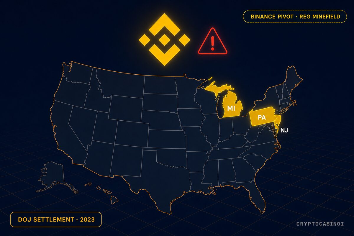 BNB casino sites for US players 2026, post-DOJ framework, Binance.US wind-down, offshore geo-fence map