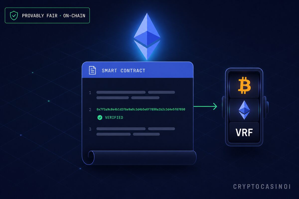 Smart-contract slots on Ethereum with on-chain VRF and verified hash for provably-fair gameplay by CryptoCasinoi