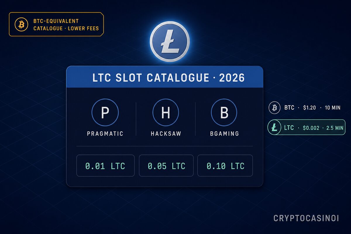 Litecoin slot catalogue 2026 with Pragmatic, Hacksaw, BGaming studios and BTC-equivalent depth at lower fees by CryptoCasinoi