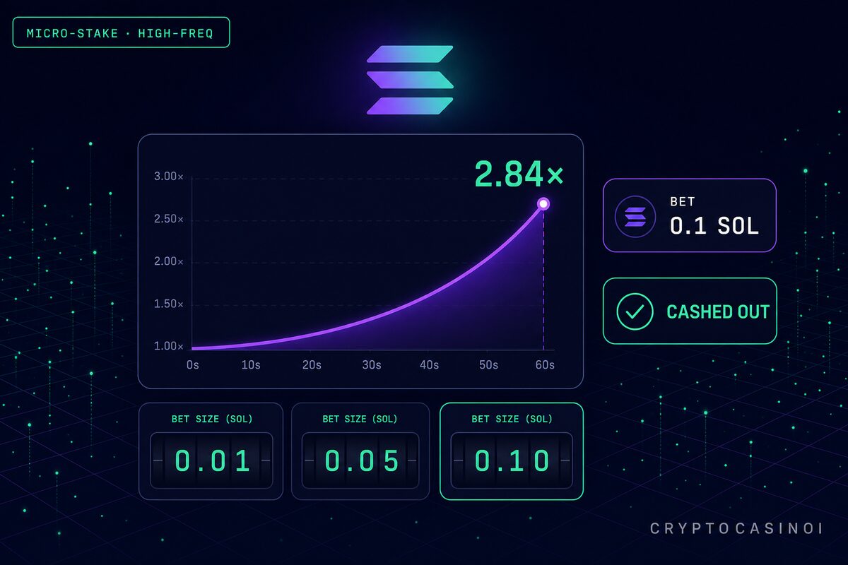 Solana crash games at crypto casinos with micro-stake high-frequency play and 2.84x multiplier example by CryptoCasinoi