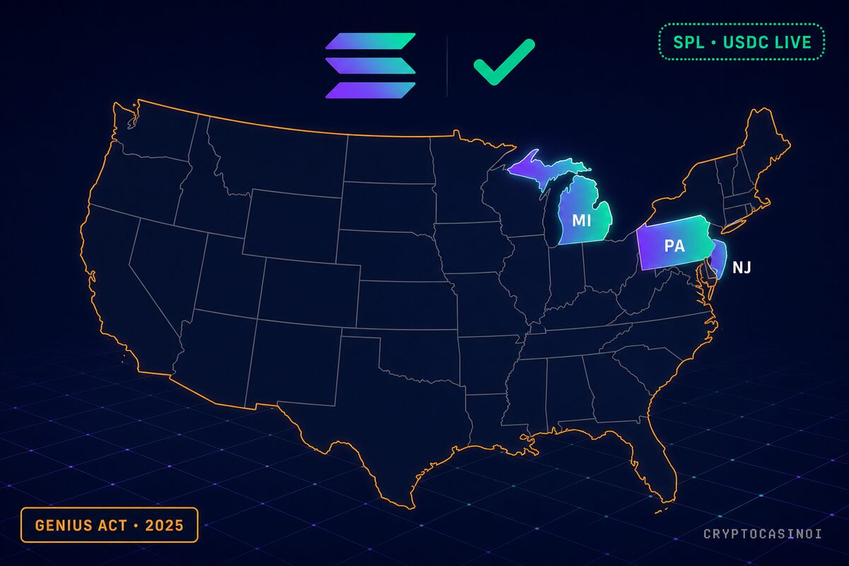 Solana casino sites for US players 2026 with SPL USDC live rail and GENIUS Act federal framework by CryptoCasinoi